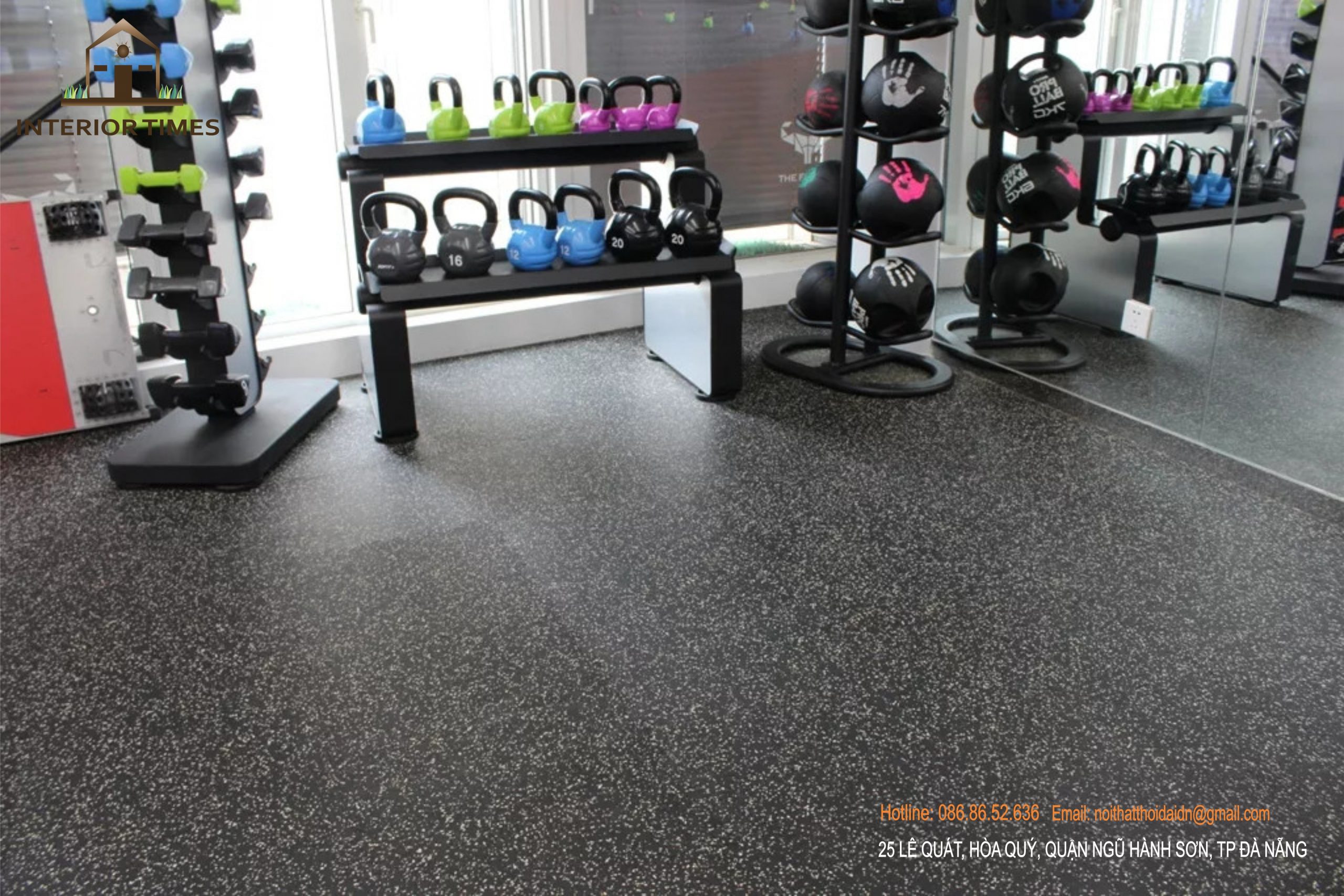 Thảm lót sàn sử dụng phổ biến trong phòng gym